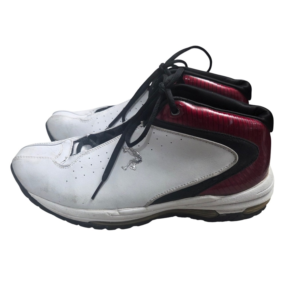 Shaq Dunkman Basketball Shoes Mens 11 White Black Red Mid Top Sneakers 4352A